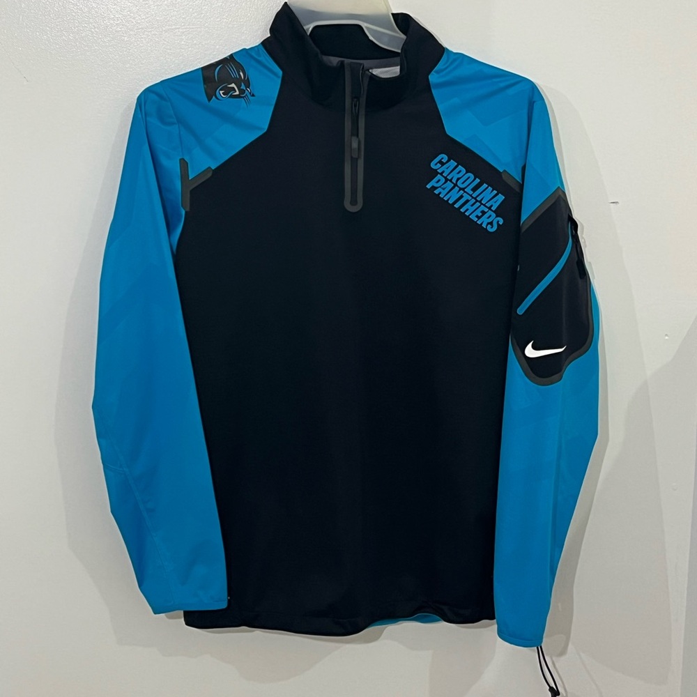 Nike Carolina Panthers NFL Pullover Jacket Black Blue Size Medium